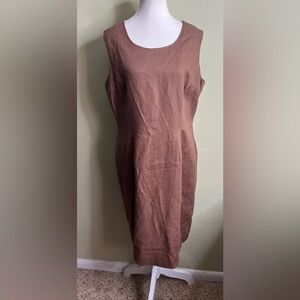 Samantha Taylor linen sheath Sleeveless Brown Dress, size 14